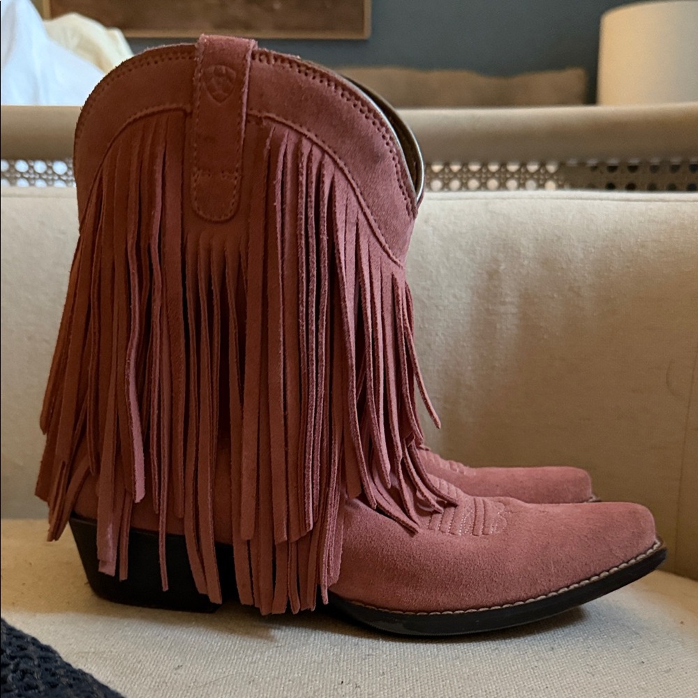 Ariat girls fringe pink cowboy boots